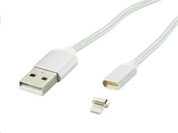 Kabel BLOW 66-107 USB-A 2.0 zástrčka – Apple Lighting, 1 m, magnetický/nylon, bílý