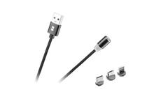 Kabel REBEL RB-6004-100-B USB 3v1 magnetický černý 1m