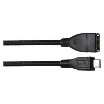 Kabel USB 2.0 A/F - micro B/M OTG 15cm černý EMOS SM7053