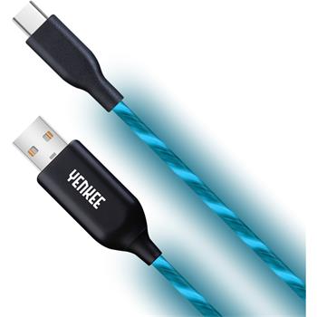Kabel USB-C YENKEE YCU 341 BE, LED, 1m, modrý