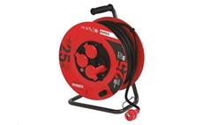 Prodlužovací kabel EMOS P084251 PROFI na bubnu 25m / 4 zásuvky / černý / guma / 230 V / 1,5 mm2